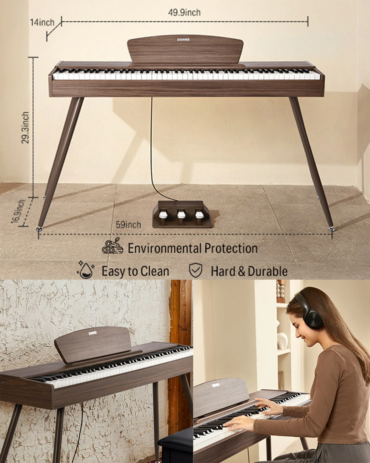 Donner DDP-80 Wooden Weighted Piano for Home - Image 19