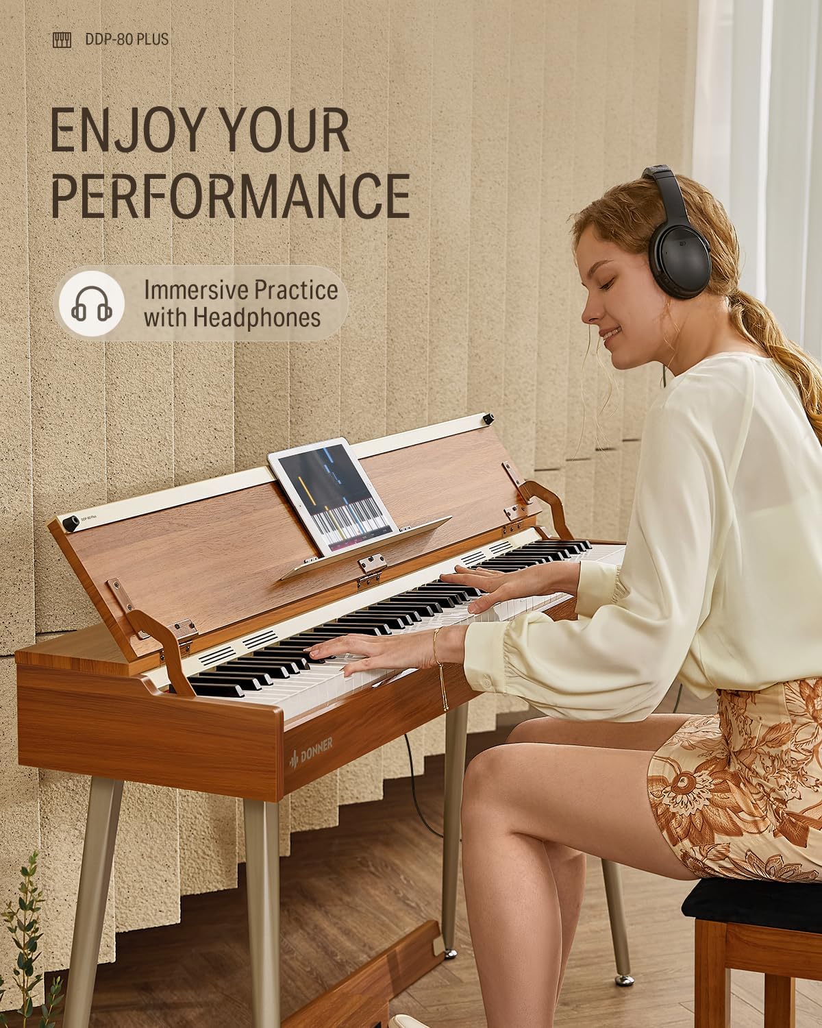 Donner DDP-80 PLUS Wooden Upright Digital Keyboard Piano - Image 9