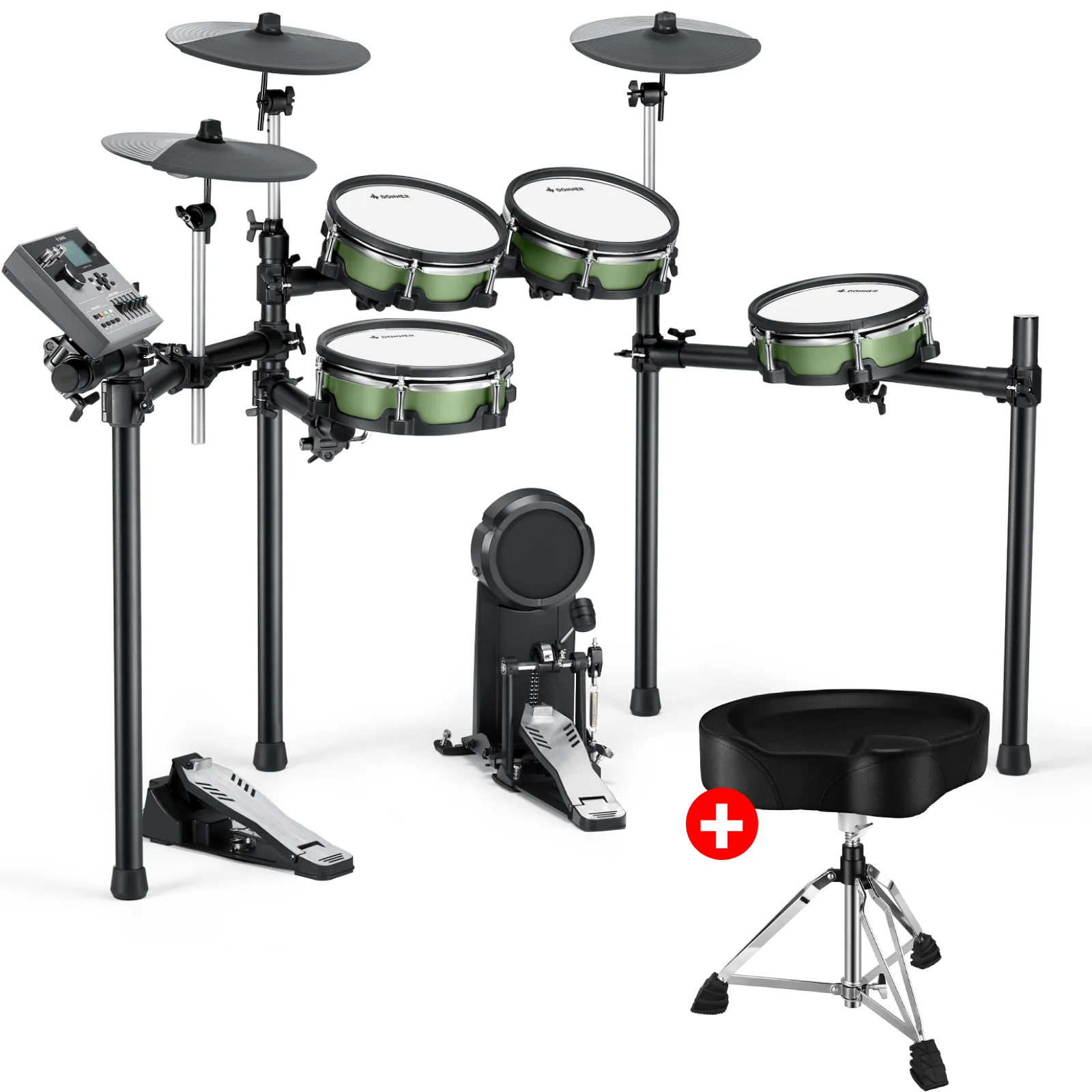 Donner DED-500 Electric Drum Set with Industry Standard Mesh Heads and Included BD Pedal for Optimal Performance and Feel - USB Professional Studio Integration - Image 8