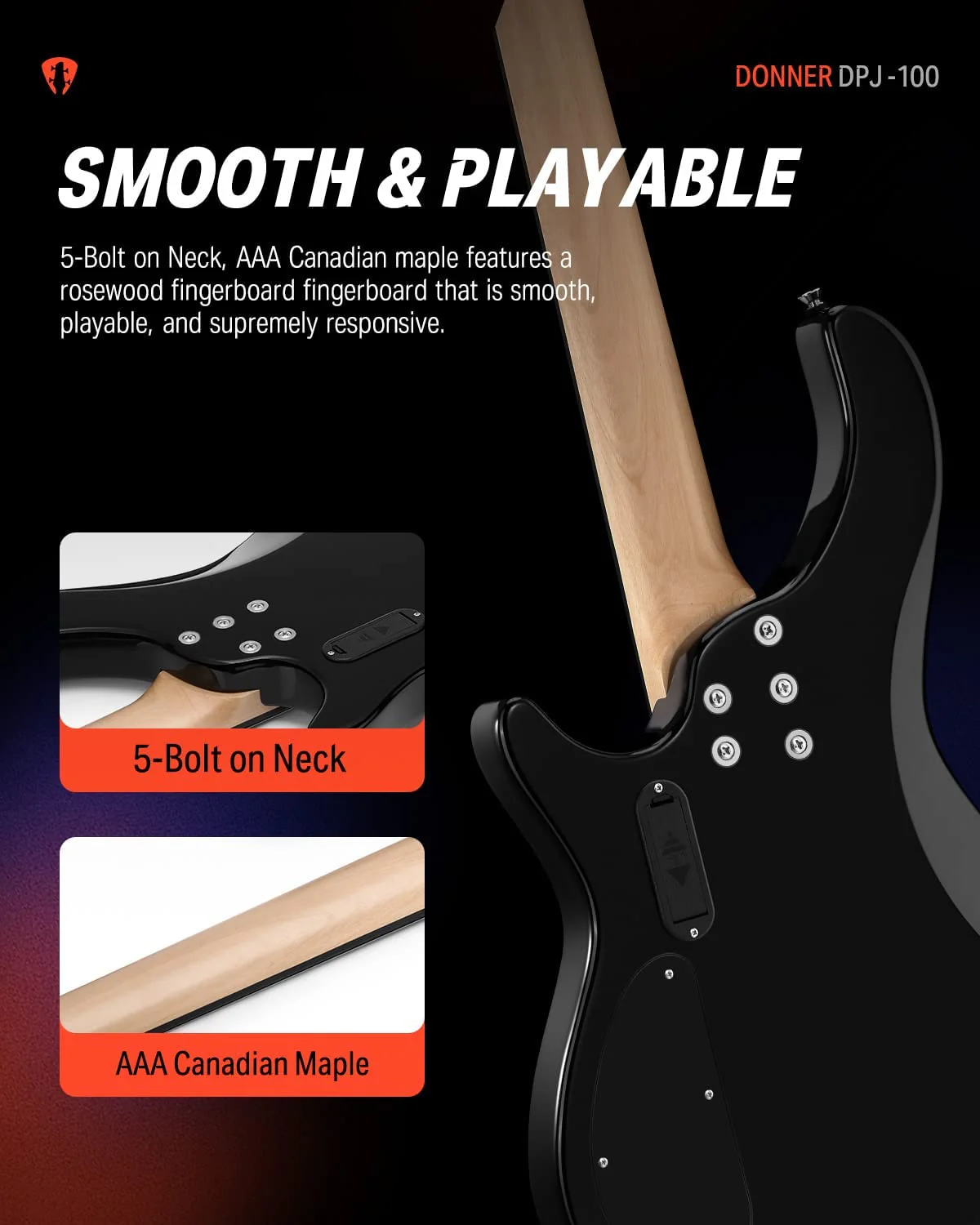 Donner DPJ-100 Electric Bass Guitar - Image 6