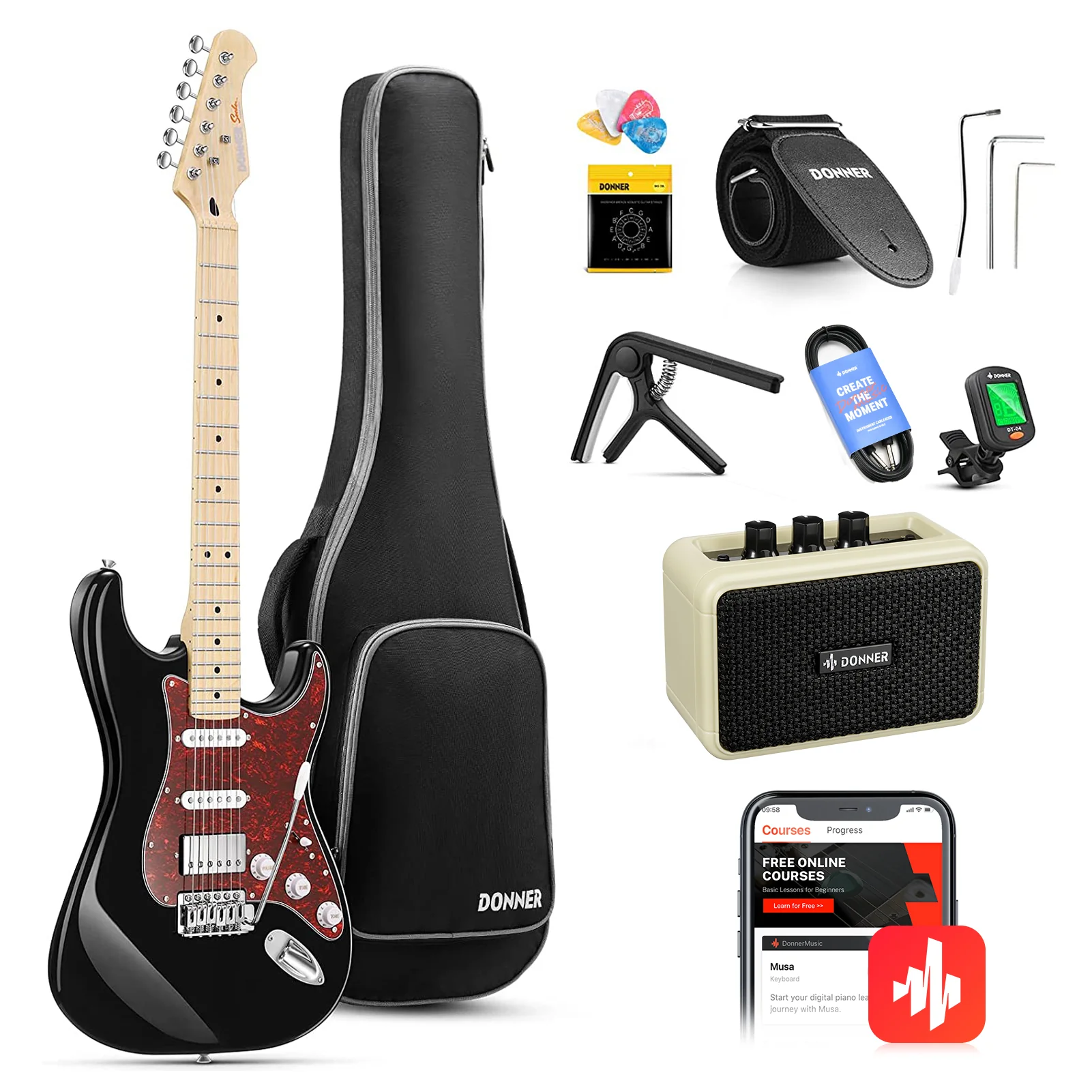 Donner DST-152 ST Electric Guitar Kit - Image 3