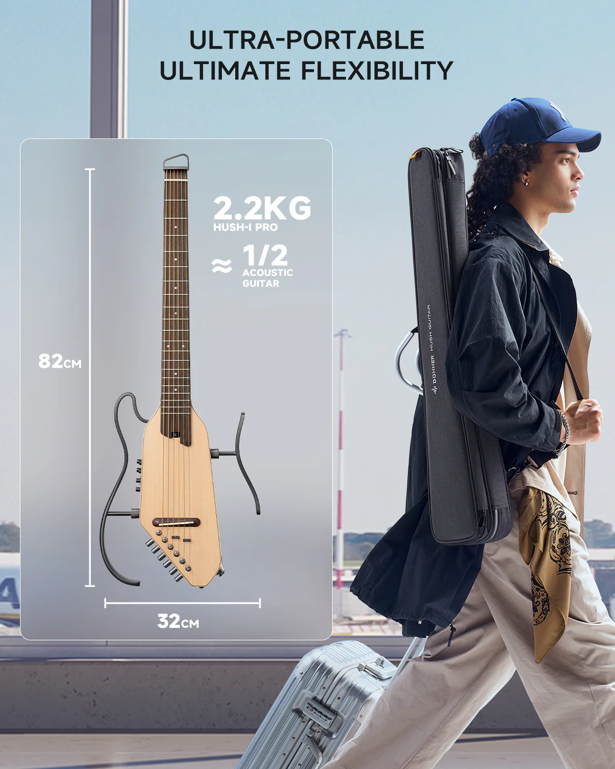Donner HUSH I PRO Acoustic-Electric Travel Guitar - Image 11
