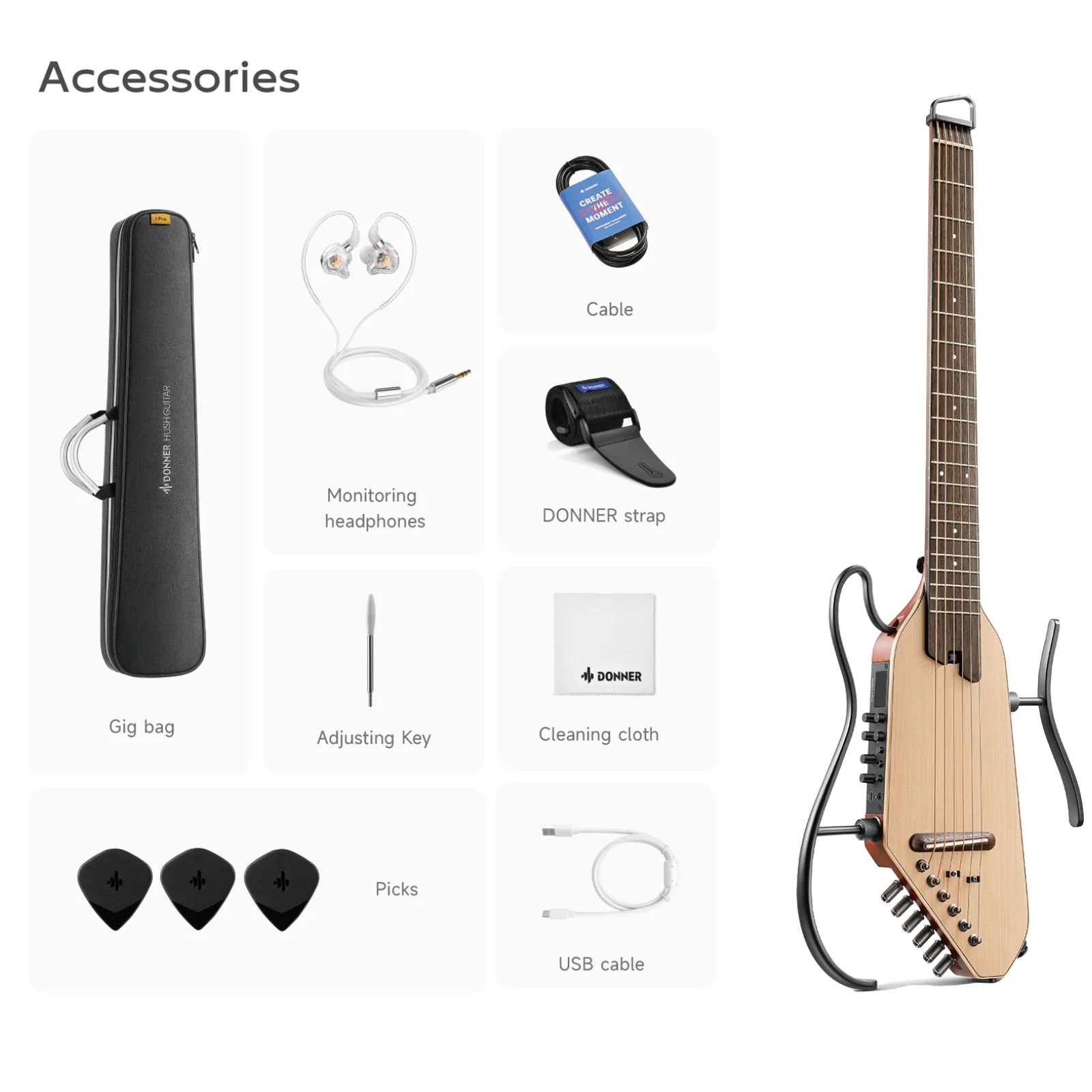 Donner HUSH I PRO Acoustic-Electric Travel Guitar - Image 21