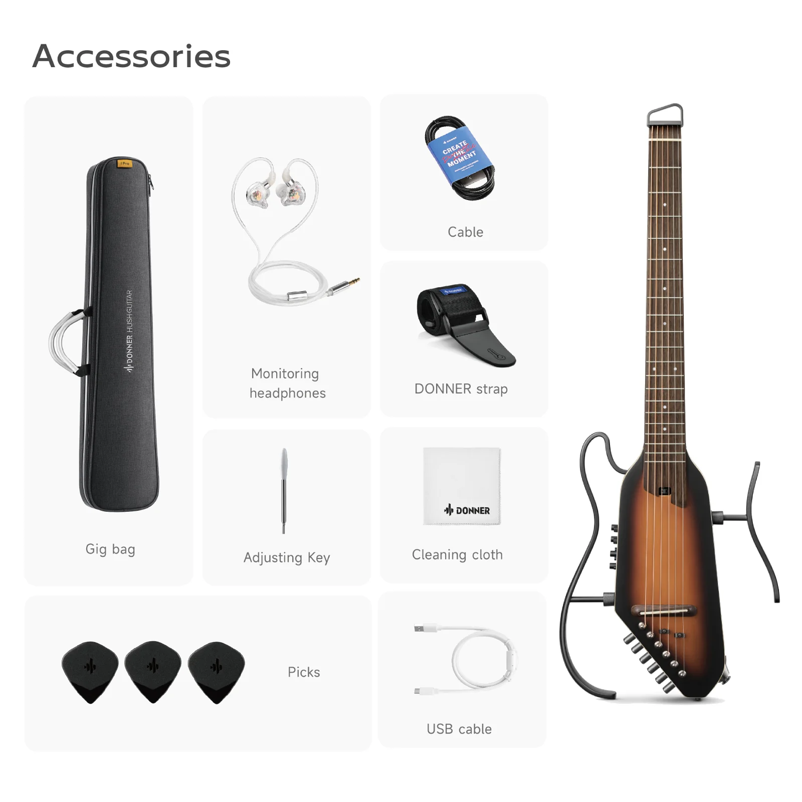 Donner HUSH I PRO Acoustic-Electric Travel Guitar - Image 23