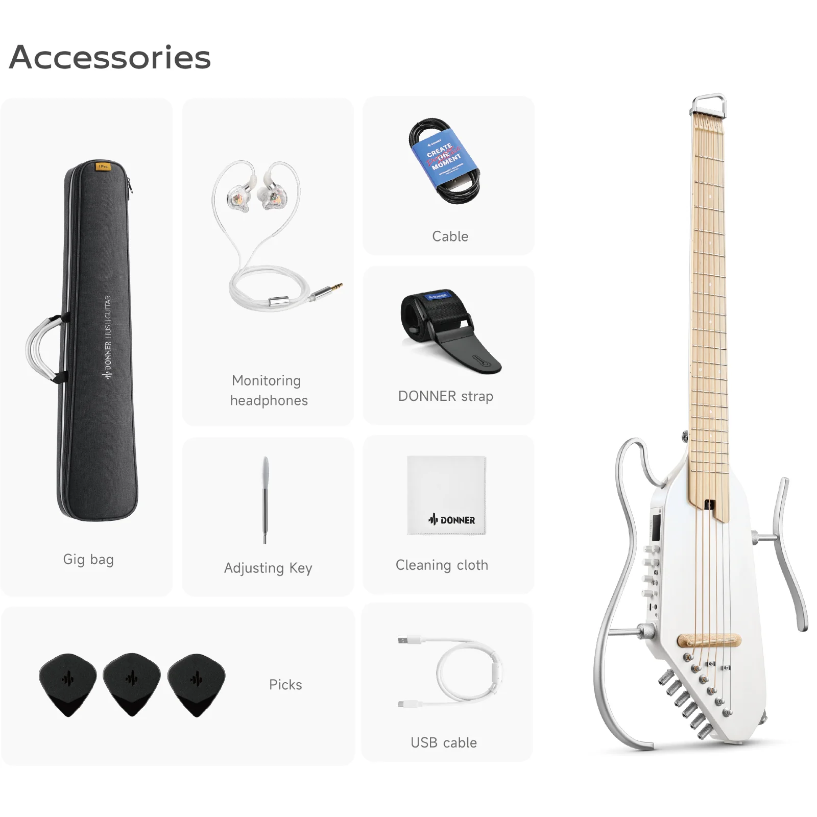 Donner HUSH I PRO Acoustic-Electric Travel Guitar - Image 6