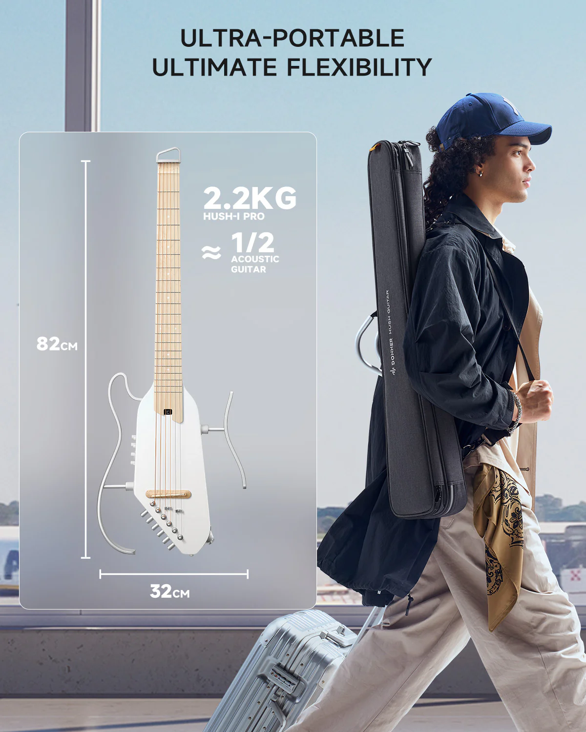 Donner HUSH I PRO Acoustic-Electric Travel Guitar - Image 8