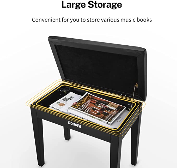 Donner DKB-10 Piano Bench w/Storage - Image 6